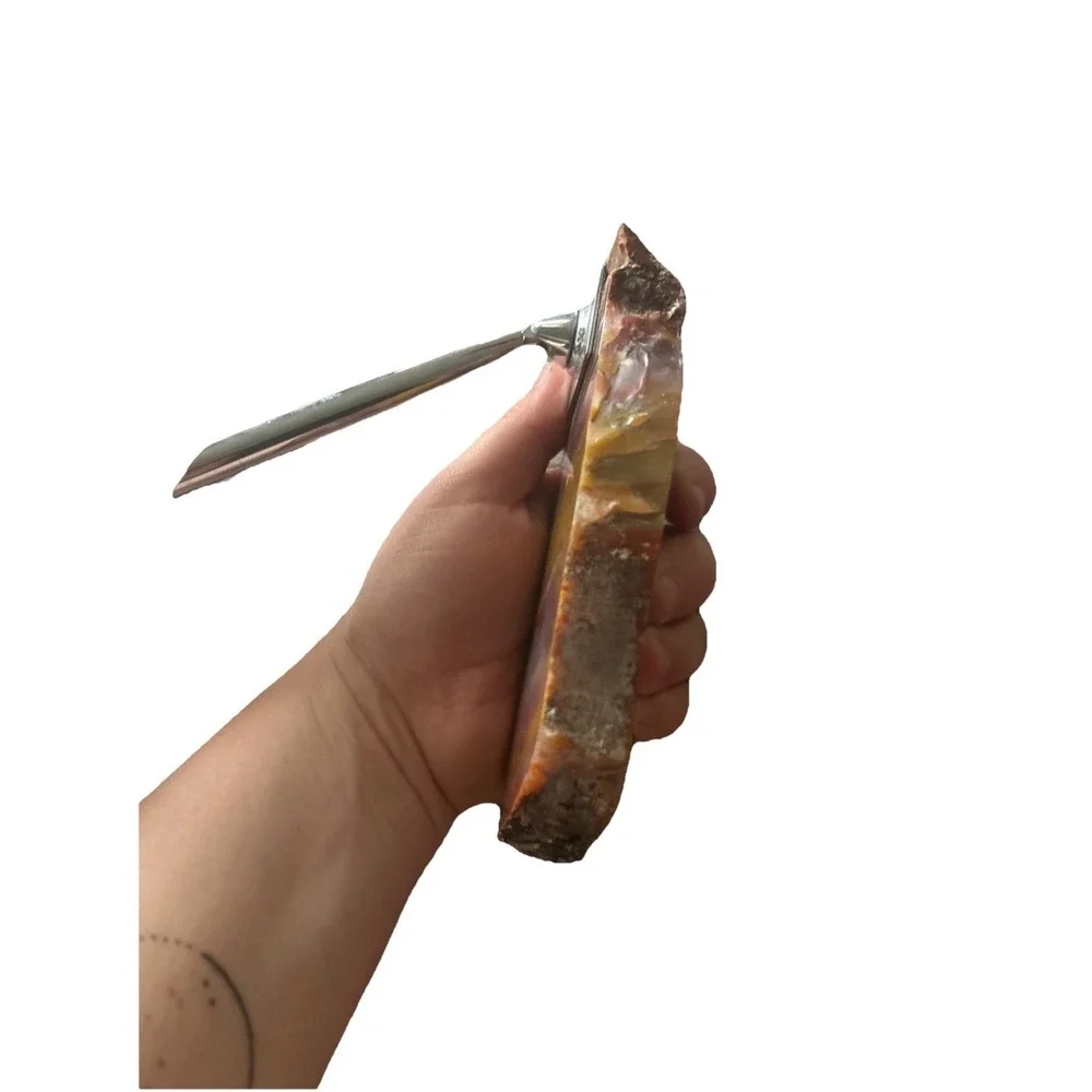 Deep PURPLE/RED/Yellow Polished Rainbow Petrified WOOD Fossil Arizona Pen Holder